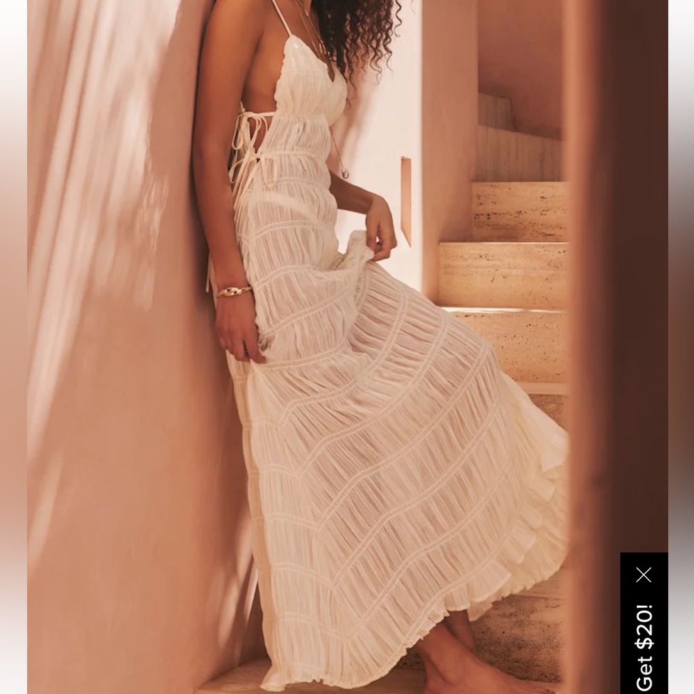 Lulu's Cream Maxi Dress